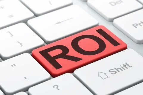 Business concept: ROI on computer keyboard background Stock Illustration