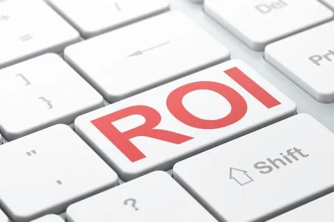Business concept: ROI on computer keyboard background Stock Illustration