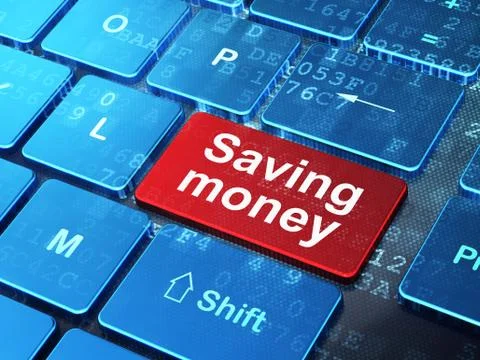 Business concept: Saving Money on computer keyboard background Stockillustratie