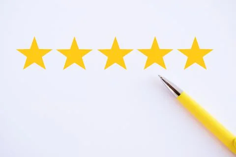 Business concept select five star rating. Increase rating, evaluation and cla Stock Photos