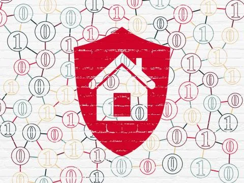 Business concept: Shield on wall background Illustrazione stock