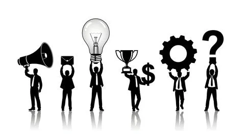 Business Concept Silhouettes with Props Vector Set Stock Illustration