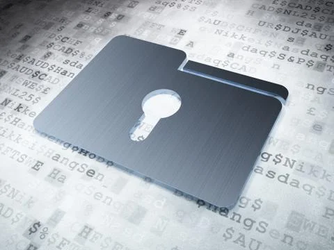Business concept: Silver Folder With Keyhole on digital background Illustrazione stock