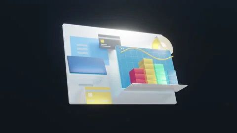 Business concept of simple animated plastic cards phone tablet icons Stock Footage 168992511