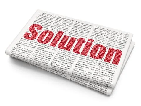 Business concept: Solution on Newspaper background イラスト素材