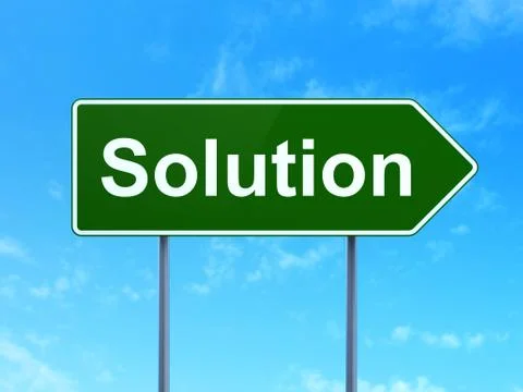 Business concept: Solution on road sign background Illustrazione stock