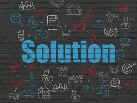 Business concept: Solution on wall background Illustrazione stock