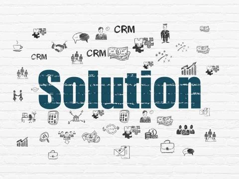 Business concept: Solution on wall background イラスト素材