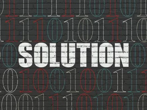 Business concept: Solution on wall background Stock Illustration