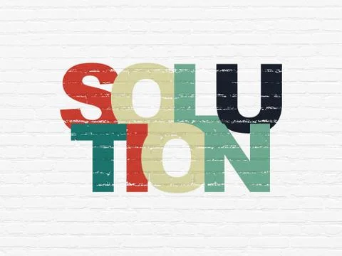 Business concept: Solution on wall background Stock Illustration