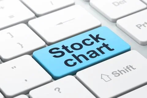 Business concept: Stock Chart on computer keyboard background Illustrazione stock