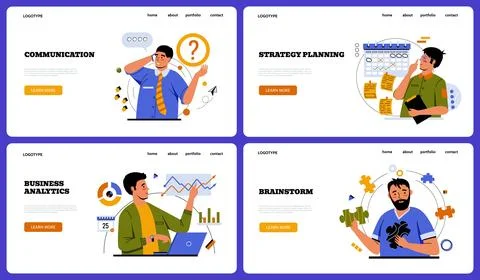 Business concept. Strategy planning, communication, analytics and team Stock Illustration