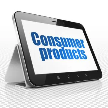 Business concept: Tablet Computer with Consumer Products on display Stock Illustration