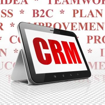 Business concept: Tablet Computer with CRM on display Illustrazione stock