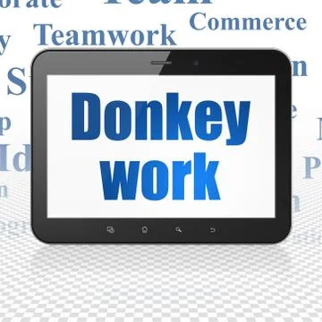 Business concept: Tablet Computer with Donkey Work on display Illustrazione stock