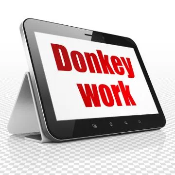 Business concept: Tablet Computer with Donkey Work on display 스톡 일러스트