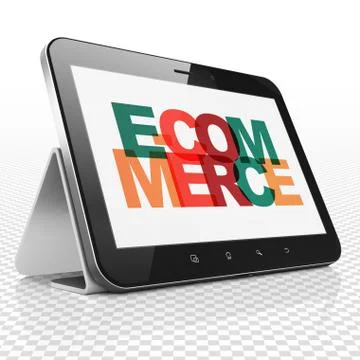 Business concept: Tablet Computer with E-commerce on  display Illustrazione stock
