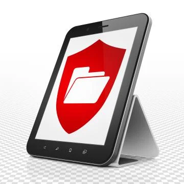 Business concept: Tablet Computer with Folder With Shield on display Stock Illustration