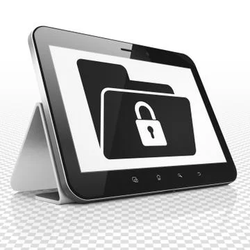 Business concept: Tablet Computer with Folder With Lock on display Stock Illustration