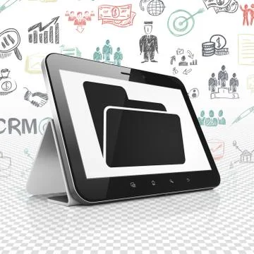 Business concept: Tablet Computer with Folder on display 스톡 일러스트