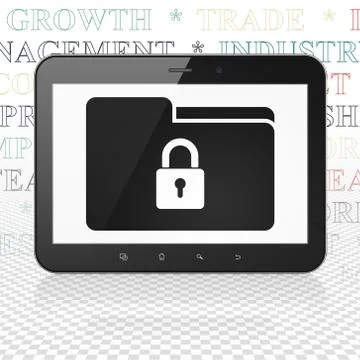 Business concept: Tablet Computer with Folder With Lock on display Stock Illustration