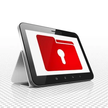 Business concept: Tablet Computer with Folder With Keyhole on display Stock Illustration