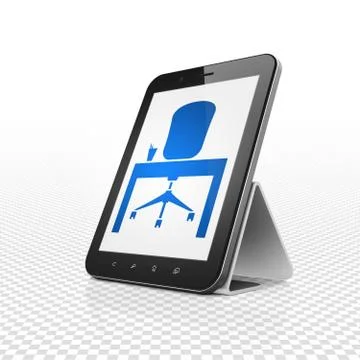 Business concept: Tablet Computer with Office on display Illustrazione stock
