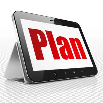 Business concept: Tablet Computer with Plan on display Illustrazione stock