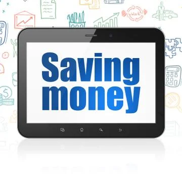Business concept: Tablet Computer with Saving Money on display Stock Illustration