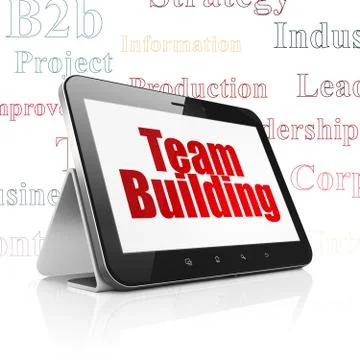 Business concept: Tablet Computer with Team Building on display Illustrazione stock