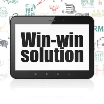 Business concept: Tablet Computer with Win-win Solution on display 스톡 일러스트