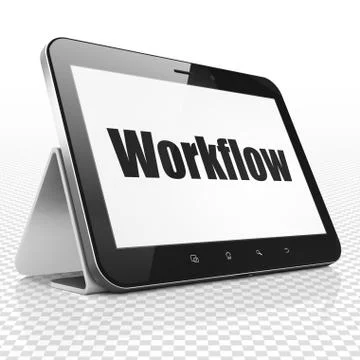 Business concept: Tablet Computer with Workflow on display Stock Illustration