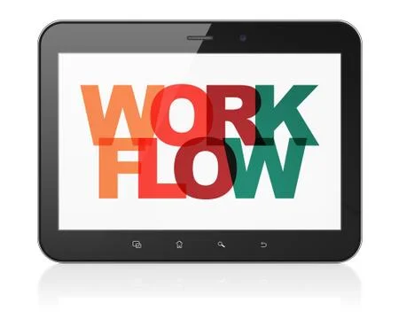 Business concept: Tablet Computer with Workflow on  display Stock Illustration