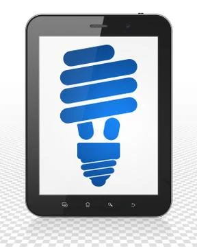 Business concept: Tablet Pc Computer with Energy Saving Lamp on display Stock Illustration
