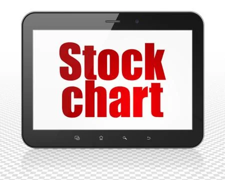 Business concept: Tablet Pc Computer with Stock Chart on display Illustrazione stock