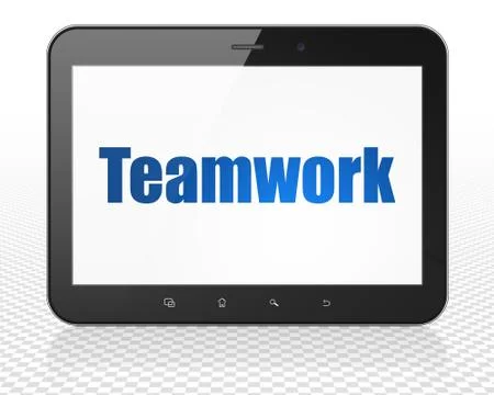 Business concept: Tablet Pc Computer with Teamwork on display 스톡 일러스트