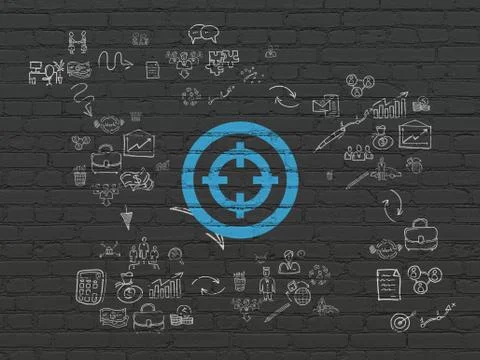 Business concept: Target on wall background Ilustración de archivo