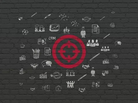 Business concept: Target on wall background Ilustración de archivo