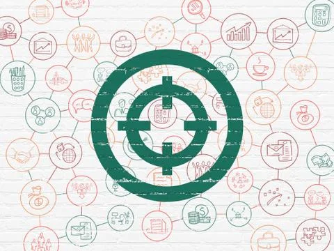 Business concept: Target on wall background Ilustración de archivo