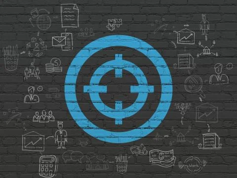 Business concept: Target on wall background Ilustración de archivo