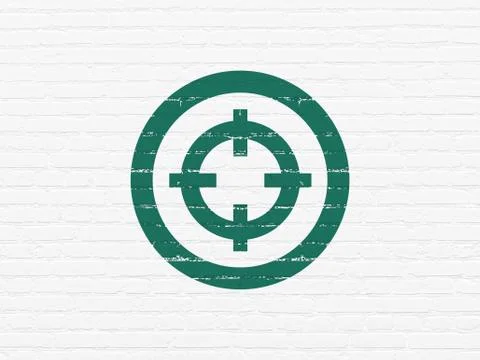 Business concept: Target on wall background Ilustración de archivo