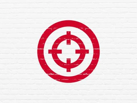 Business concept: Target on wall background Ilustración de archivo