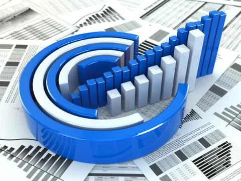 Business concept. three-dimensional graph and charts. Stock Illustration