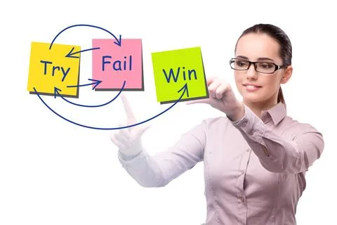 Business concept of try fail win Stock Photos