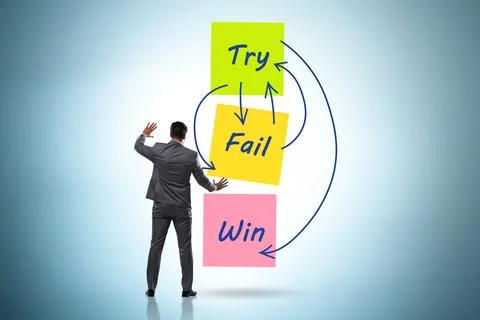 Business concept of try fail win Stock Photos