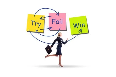Business concept of try fail win Stock Photos