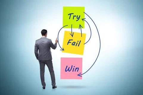 Business concept of try fail win Stock Photos