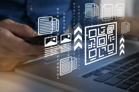 Business concept uses QR code to communicate and exchange work and business.. Stock Photos