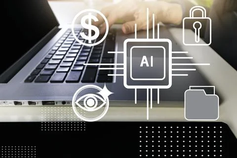 Business concept using AI to process mathematical calculations, network sys.. Stockfoto's
