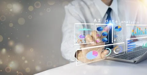 Business concept using AI program for calculation and analysis 스톡 사진